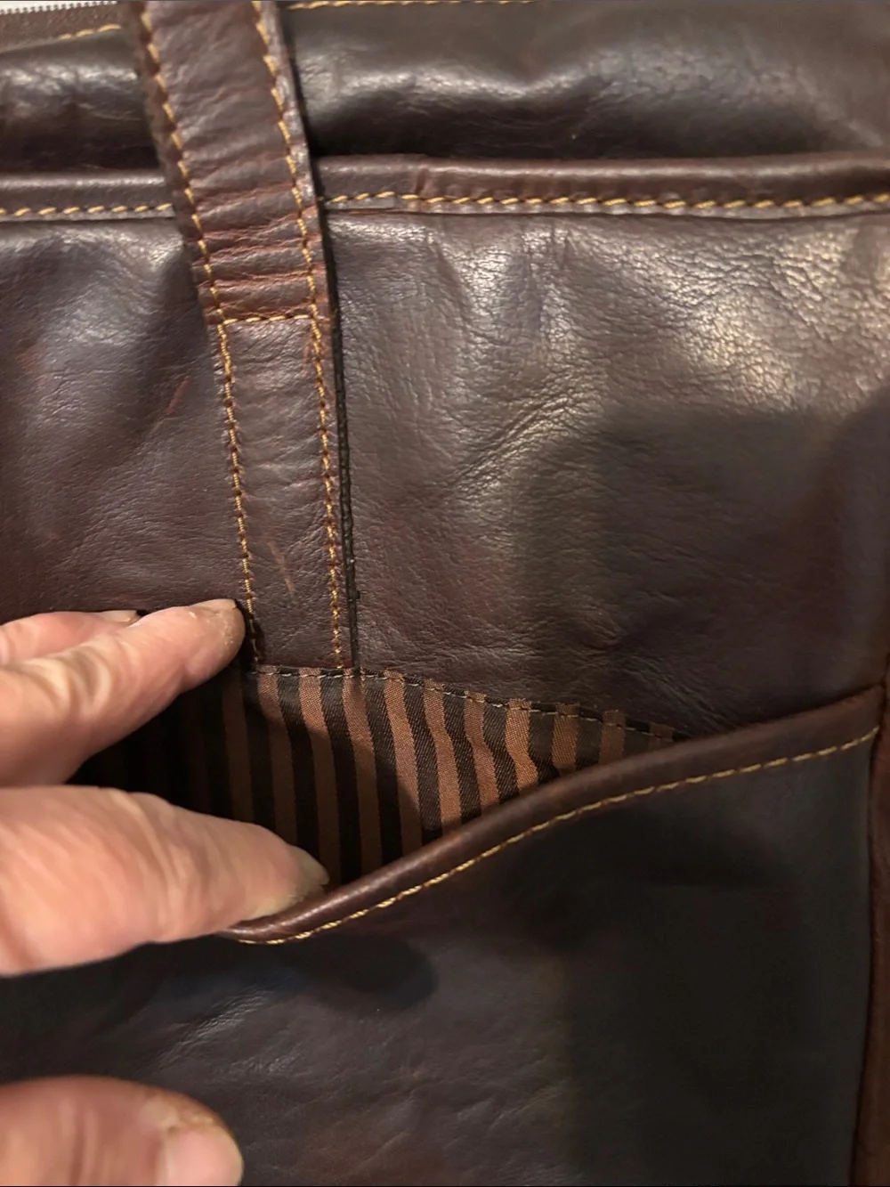Jack Georges Buffalo Leather business voyage Tote Briefcase - Brown Two-Tone